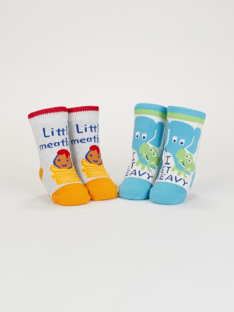 Blue Q Funny Baby Socks 2 Pairs - Gender Neutral Cute Baby Socks for 0-12 Months, Organically Grown Cotton, Newborn Essential - Image 2